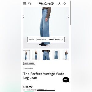 Madewell Perfect Vintage Wide Leg Jean